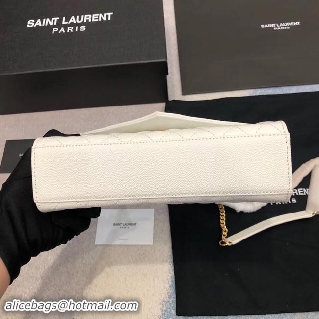 Stylish YSL ENVELOPE SMALL IN MIX MATELASSEGRAIN DE POUDRE EMBOSSED LEATHER 19207 BLANC VINTAGE