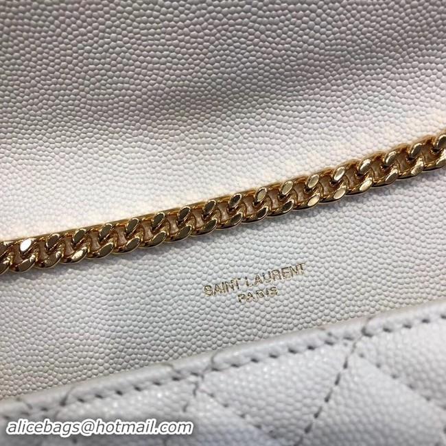 Stylish YSL ENVELOPE SMALL IN MIX MATELASSEGRAIN DE POUDRE EMBOSSED LEATHER 19207 BLANC VINTAGE