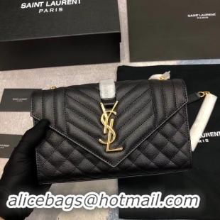 Fashion YSL ENVELOPE SMALL IN MIX MATELASSEGRAIN DE POUDRE EMBOSSED LEATHER 19207 BLACK