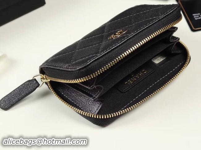 Pretty Style Chanel classic card holder Grained Calfskin & Gold-Tone Metal A69271 black