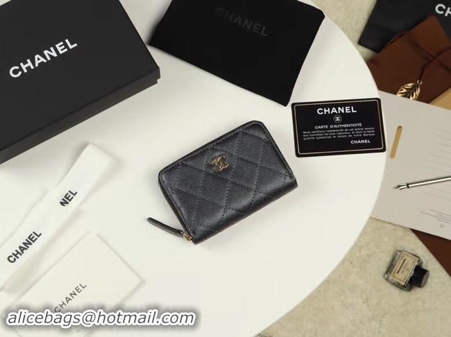 Pretty Style Chanel classic card holder Grained Calfskin & Gold-Tone Metal A69271 black