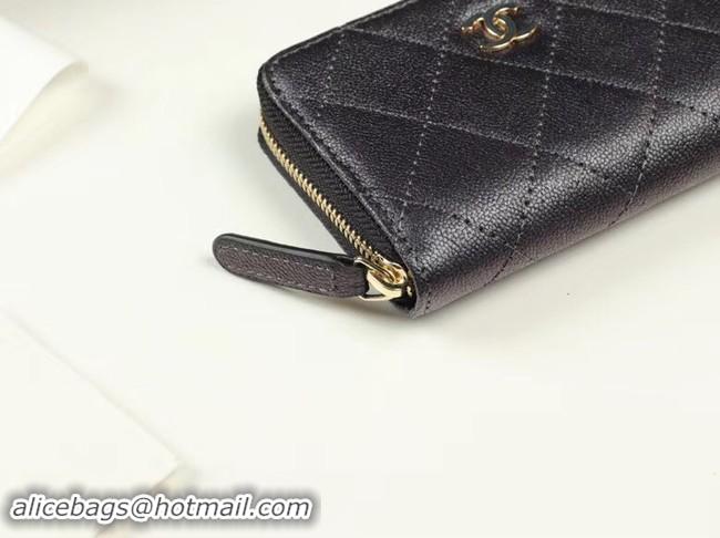 Pretty Style Chanel classic card holder Grained Calfskin & Gold-Tone Metal A69271 black