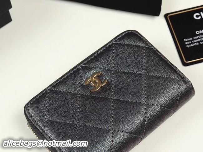 Pretty Style Chanel classic card holder Grained Calfskin & Gold-Tone Metal A69271 black