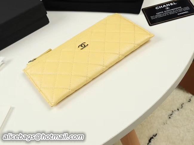 Discount Chanel Calfskin Leather & Gold-Tone Metal A84107 yellow