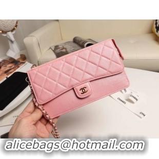 Classic Chanel classic pouch with handle Lambskin & Gold-Tone Metal AP0364 pink