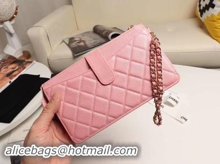 Classic Chanel classic pouch with handle Lambskin & Gold-Tone Metal AP0364 pink