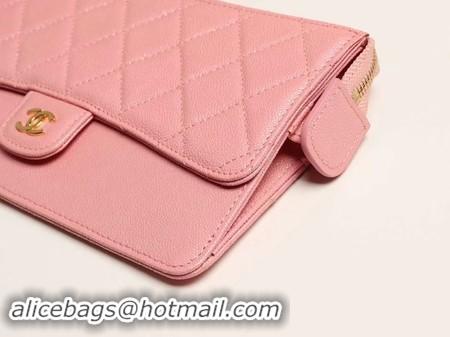 Classic Chanel classic pouch with handle Lambskin & Gold-Tone Metal AP0364 pink