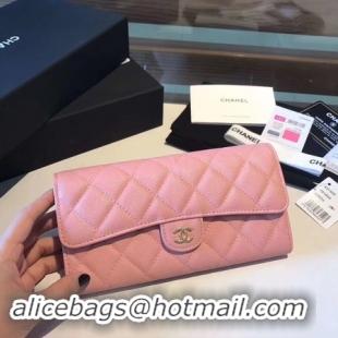 Cheap Price Chanel long flap wallet A80759 pink