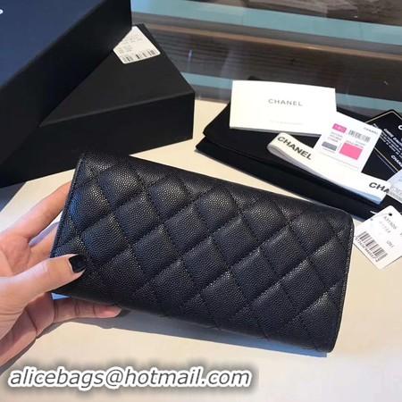 Shop Duplicate Chanel long flap wallet A80759 black