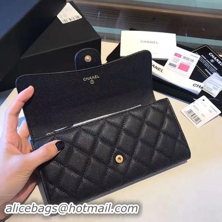 Shop Duplicate Chanel long flap wallet A80759 black