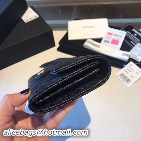 Shop Duplicate Chanel long flap wallet A80759 black