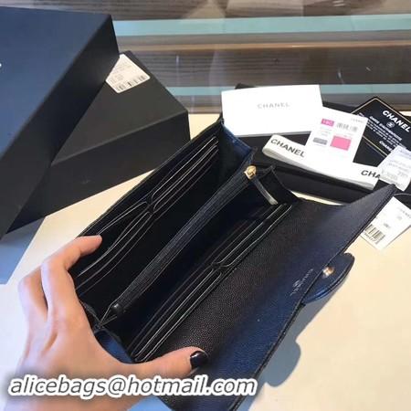 Shop Duplicate Chanel long flap wallet A80759 black