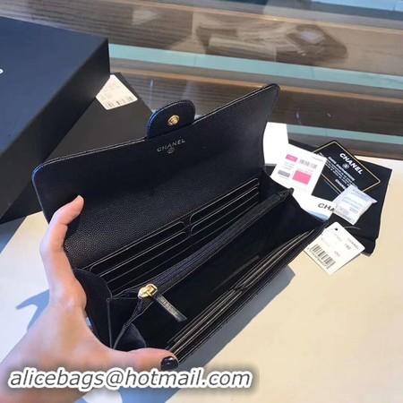 Shop Duplicate Chanel long flap wallet A80759 black