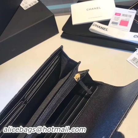 Shop Duplicate Chanel long flap wallet A80759 black