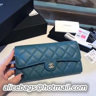 Luxury Chanel long flap wallet A80759 blue