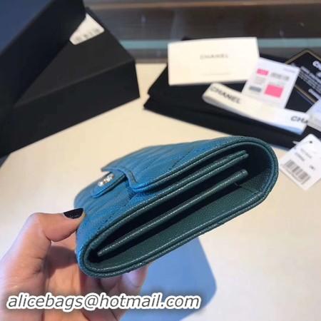 Luxury Chanel long flap wallet A80759 blue