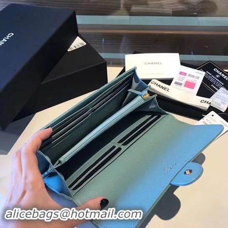 Unique Style Chanel long flap wallet A80759 sky blue