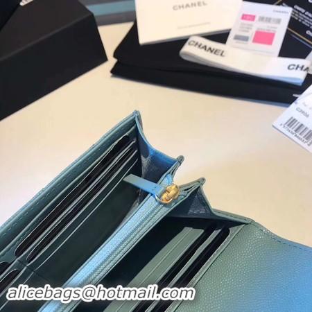 Unique Style Chanel long flap wallet A80759 sky blue