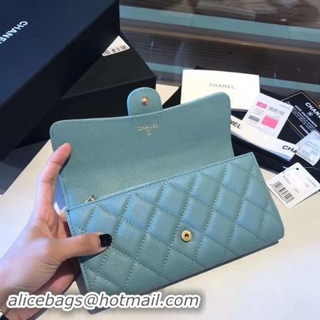 Unique Style Chanel long flap wallet A80759 sky blue