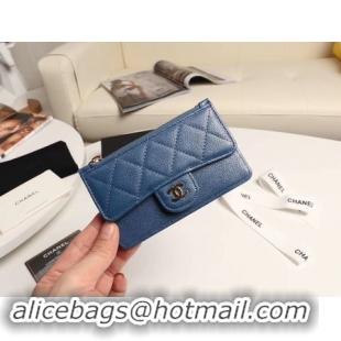 Charming Chanel classic card holder AP0374 blue