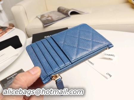 Charming Chanel classic card holder AP0374 blue