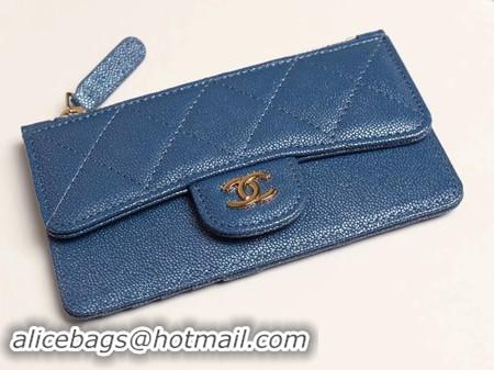 Charming Chanel classic card holder AP0374 blue