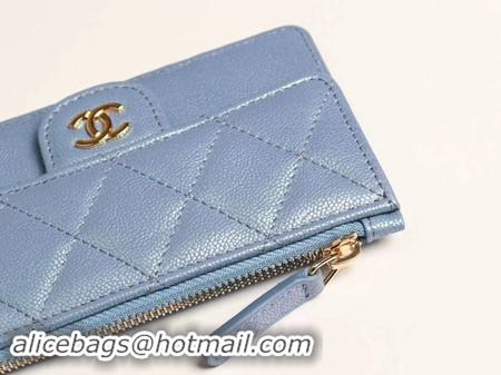 Discount Chanel classic card holder AP0374 sky blue