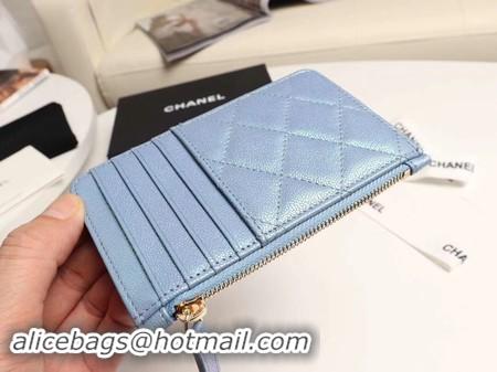 Discount Chanel classic card holder AP0374 sky blue