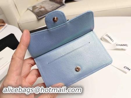 Discount Chanel classic card holder AP0374 sky blue