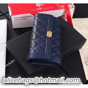 Luxury Chanel Calfskin Leather & Gold-Tone Metal A80286 blue