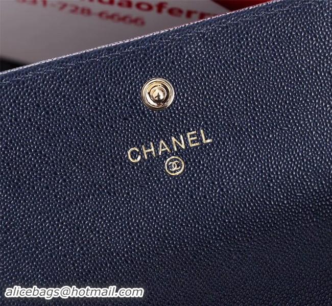 Luxury Chanel Calfskin Leather & Gold-Tone Metal A80286 blue