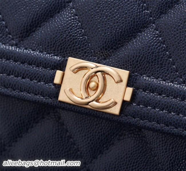 Luxury Chanel Calfskin Leather & Gold-Tone Metal A80286 blue