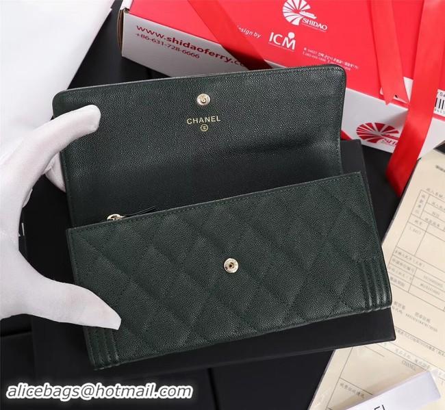 Perfect Chanel Calfskin Leather & Gold-Tone Metal A80286 Blackish green