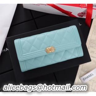 Discount Chanel Calfskin Leather & Gold-Tone Metal A80286 sky blue