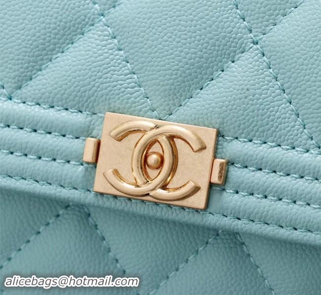 Discount Chanel Calfskin Leather & Gold-Tone Metal A80286 sky blue