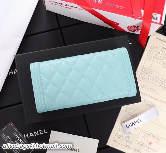 Discount Chanel Calfskin Leather & Gold-Tone Metal A80286 sky blue