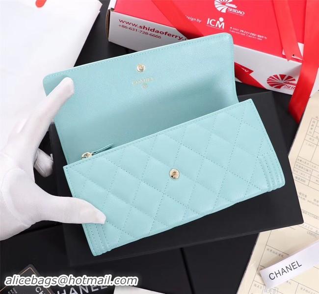 Discount Chanel Calfskin Leather & Gold-Tone Metal A80286 sky blue