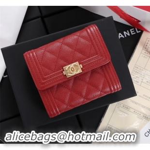 Discount Chanel Calfskin Leather & Gold-Tone Metal A80734 red