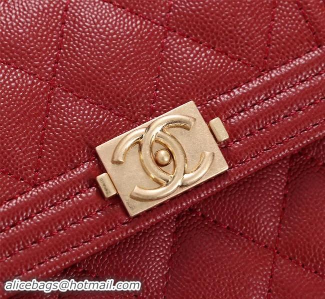 Discount Chanel Calfskin Leather & Gold-Tone Metal A80734 red