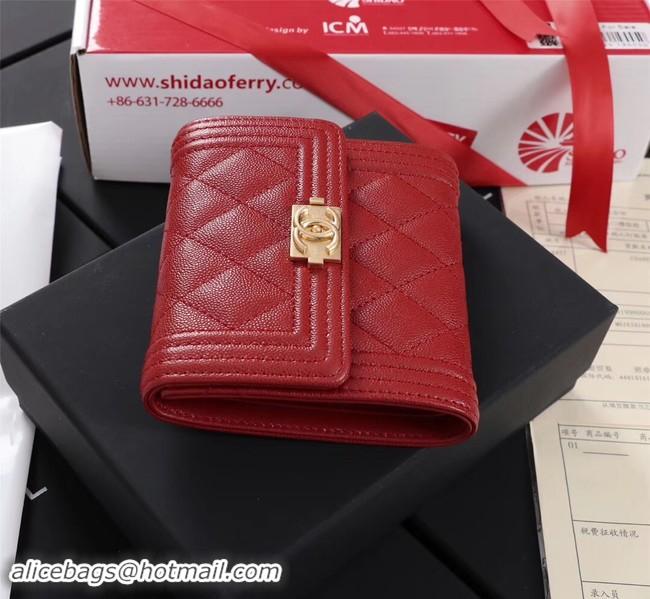 Discount Chanel Calfskin Leather & Gold-Tone Metal A80734 red