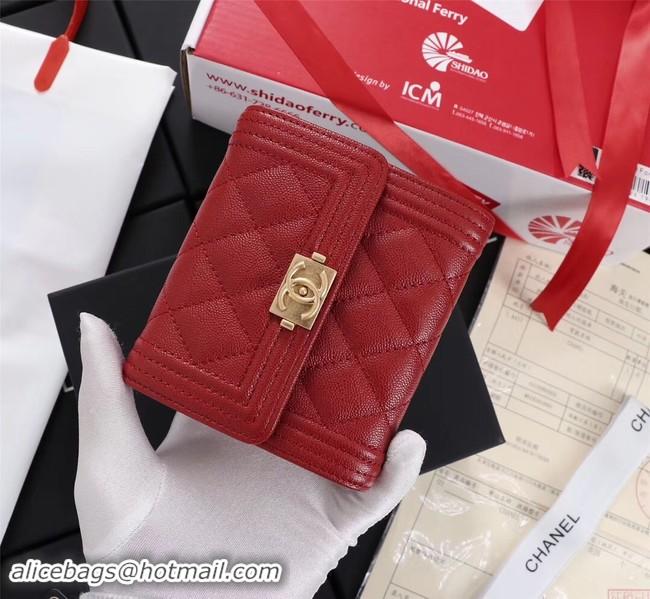 Discount Chanel Calfskin Leather & Gold-Tone Metal A80734 red