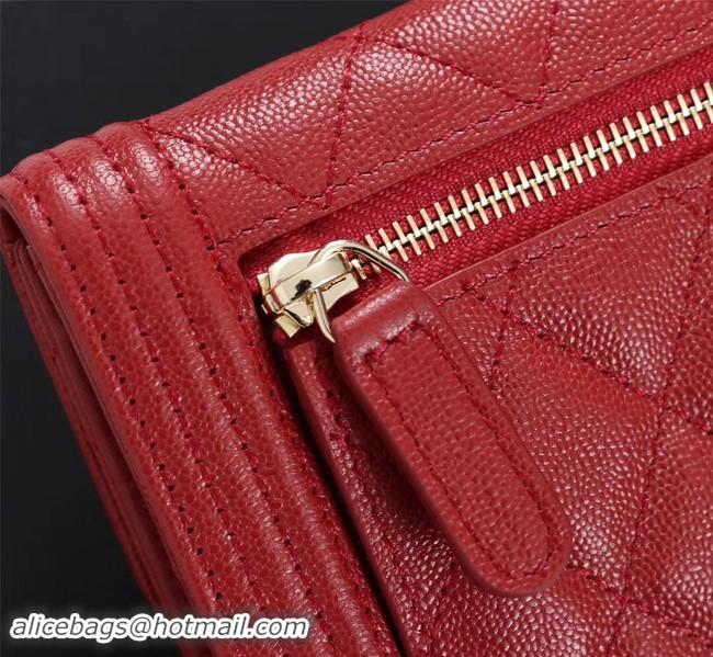 Discount Chanel Calfskin Leather & Gold-Tone Metal A80734 red