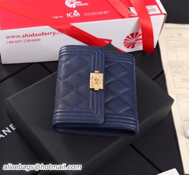 Trendy Design Chanel Calfskin Leather & Gold-Tone Metal A80734 blue