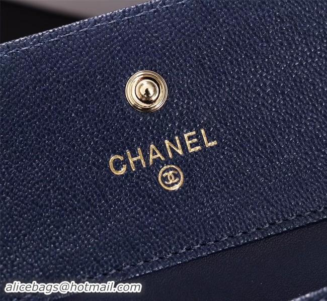 Trendy Design Chanel Calfskin Leather & Gold-Tone Metal A80734 blue