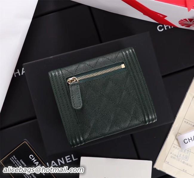 Best Price Chanel Calfskin Leather & Gold-Tone Metal A80734 Blackish green