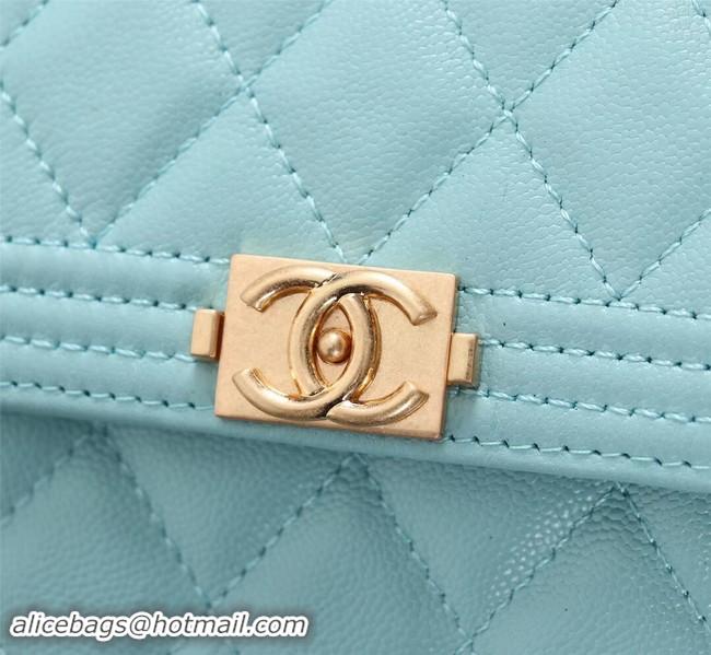 Popular Chanel Calfskin Leather & Gold-Tone Metal A80734 sky blue