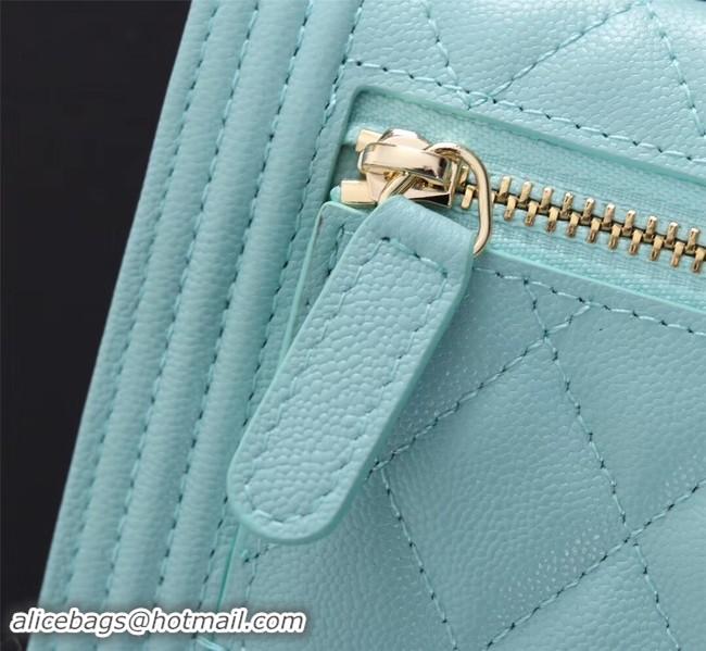 Popular Chanel Calfskin Leather & Gold-Tone Metal A80734 sky blue