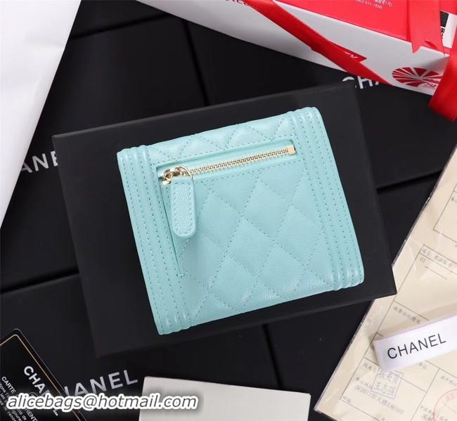 Popular Chanel Calfskin Leather & Gold-Tone Metal A80734 sky blue