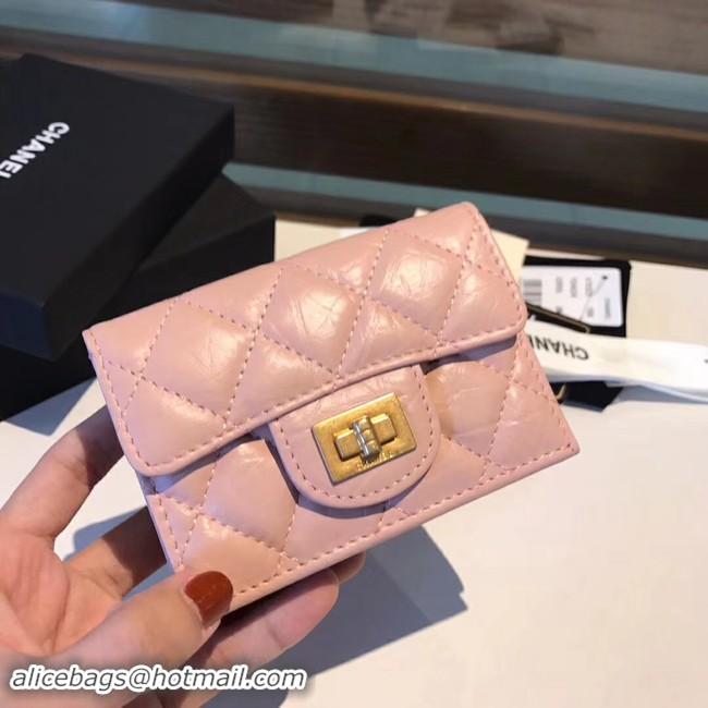 Grade Chanel classic wallet Calfskin & Gold-Tone Metal A80234 pink