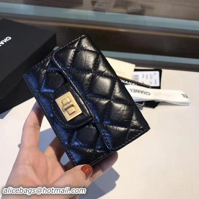 Low Price Chanel classic wallet Calfskin & Gold-Tone Metal A80234 black